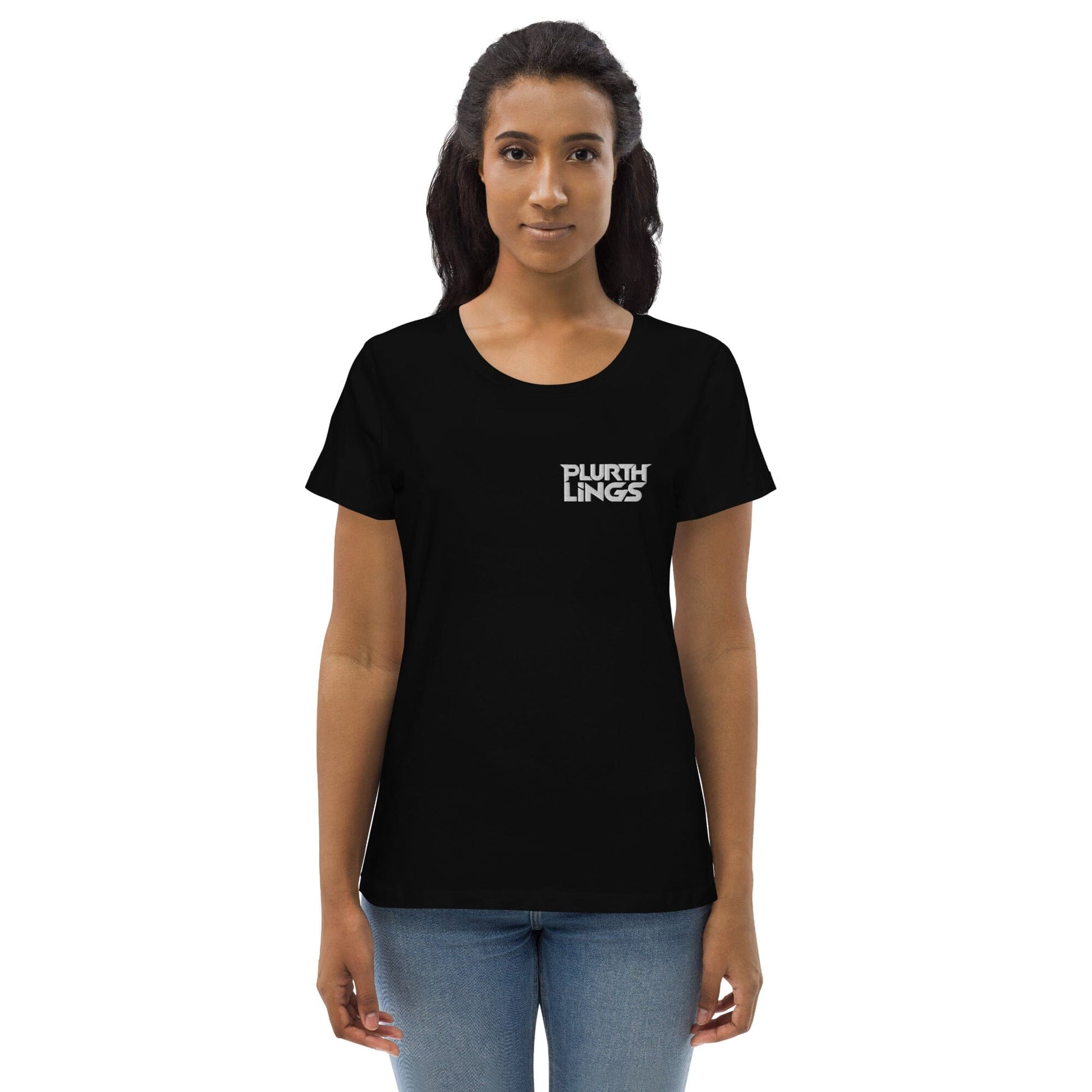 Plurthlings Embroidered Women's Fitted Eco Tee PLURTHLINGS Black S 